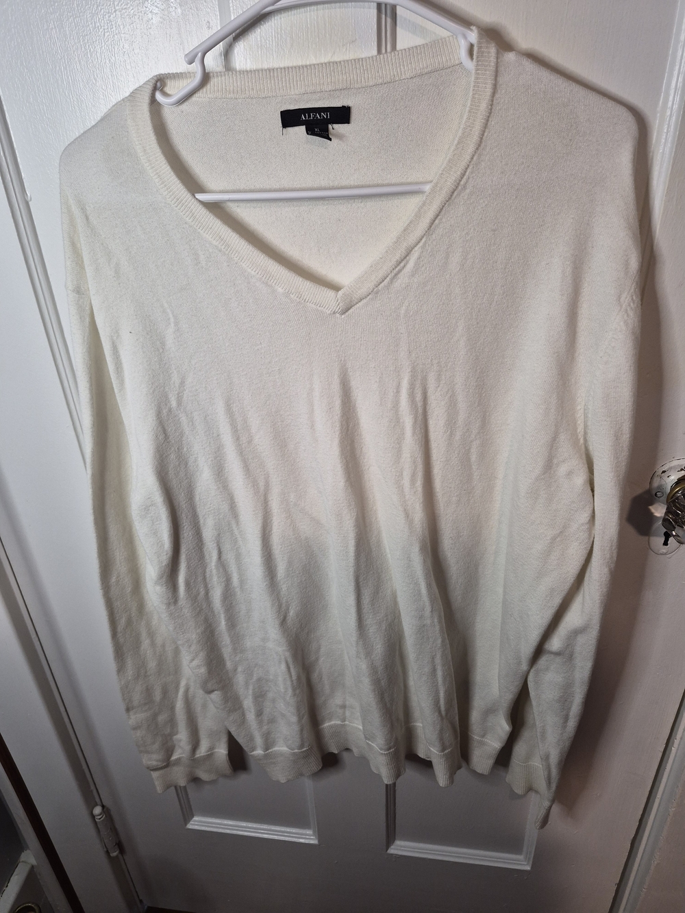 Alfani Men's V-Neck Sweater — Cream